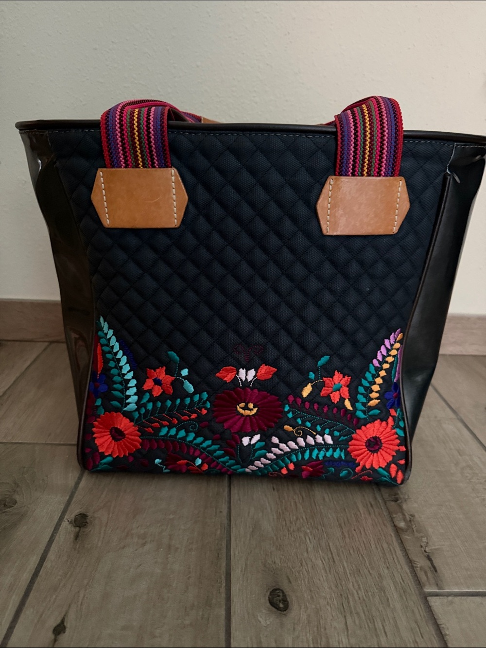 CONSUELA VENICE classic Tote Bag with Colorful Floral Design